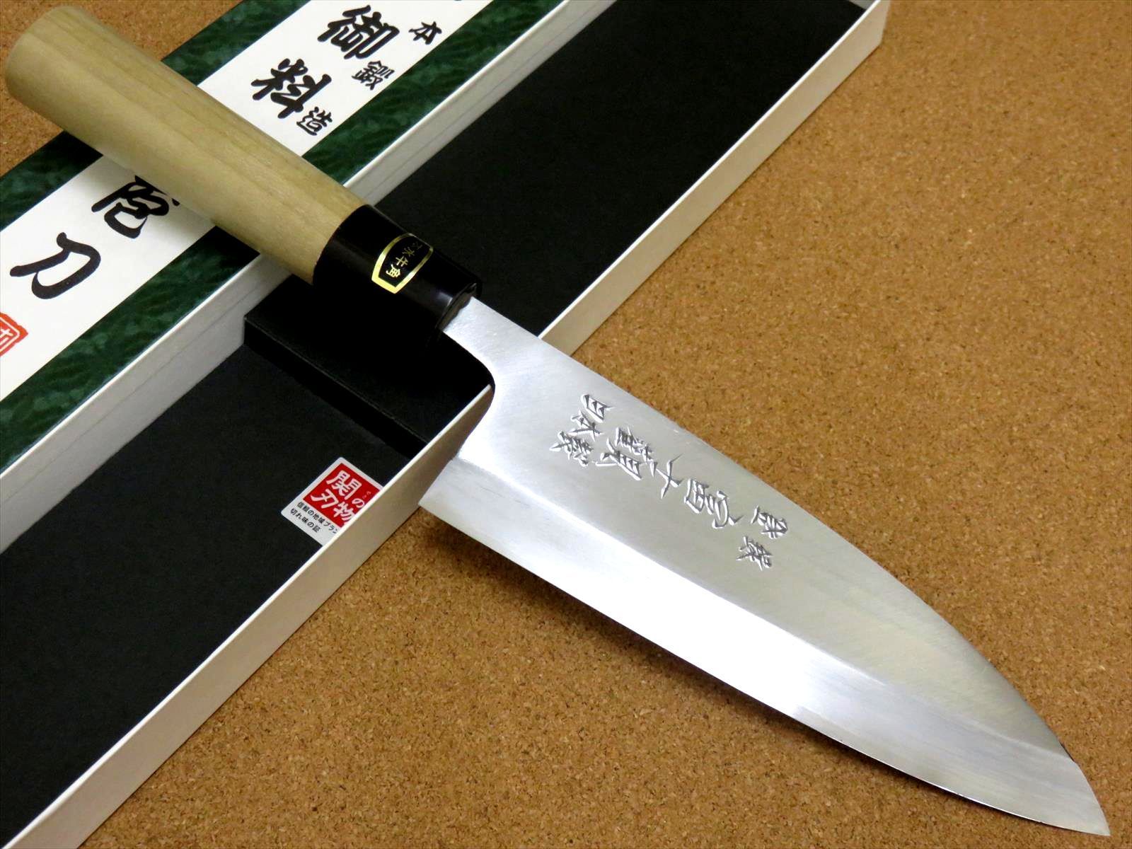 関の刃物 出刃包丁 170mm 白紙3号 片刃 右利き 水牛角口金付 魚