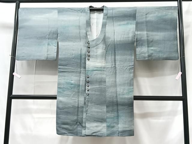 平和屋着物▽道行コート 単衣 雨コート 吉祥文 ロング丈 正絹 逸品