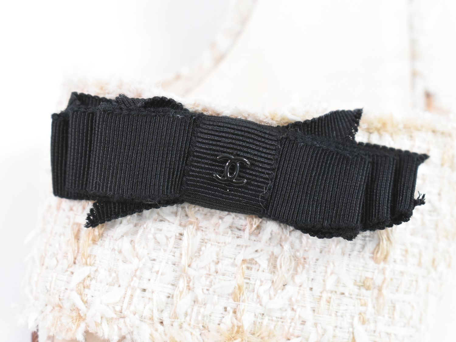 本物 シャネル CHANEL ココマーク リボン ツィード サンダル ミュール