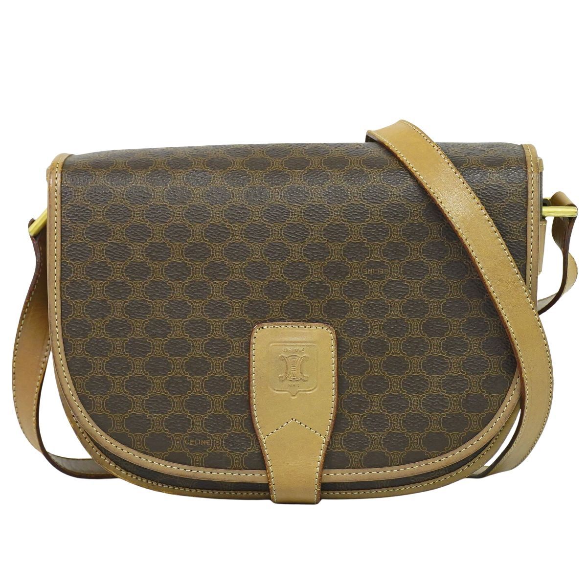 本物 セリーヌ CELINE マカダム ショルダーバッグ ポシェット PVC  