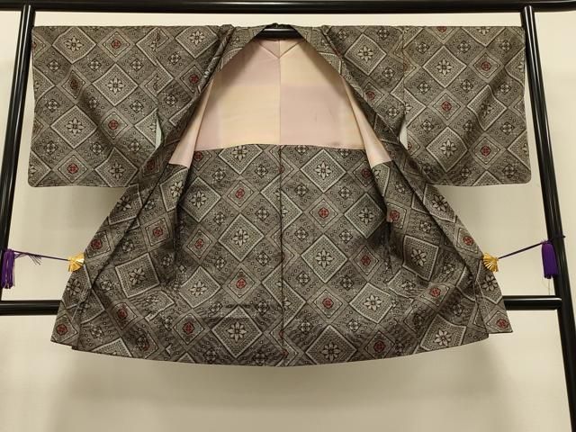 平和屋着物●本場大島紬　一元絣　格子　正絹　逸品　AAAY5951ph 平和屋着物○本場大島紬 一元絣 格子 正絹 逸品 AAAY5951ph