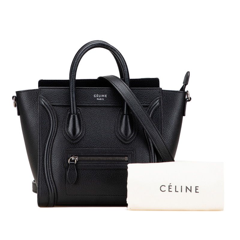 CELINE ラゲージ ブラックレザーハンドバッグ CELINE セリーヌ ラゲージ ファントム ハンドバッグ レザー