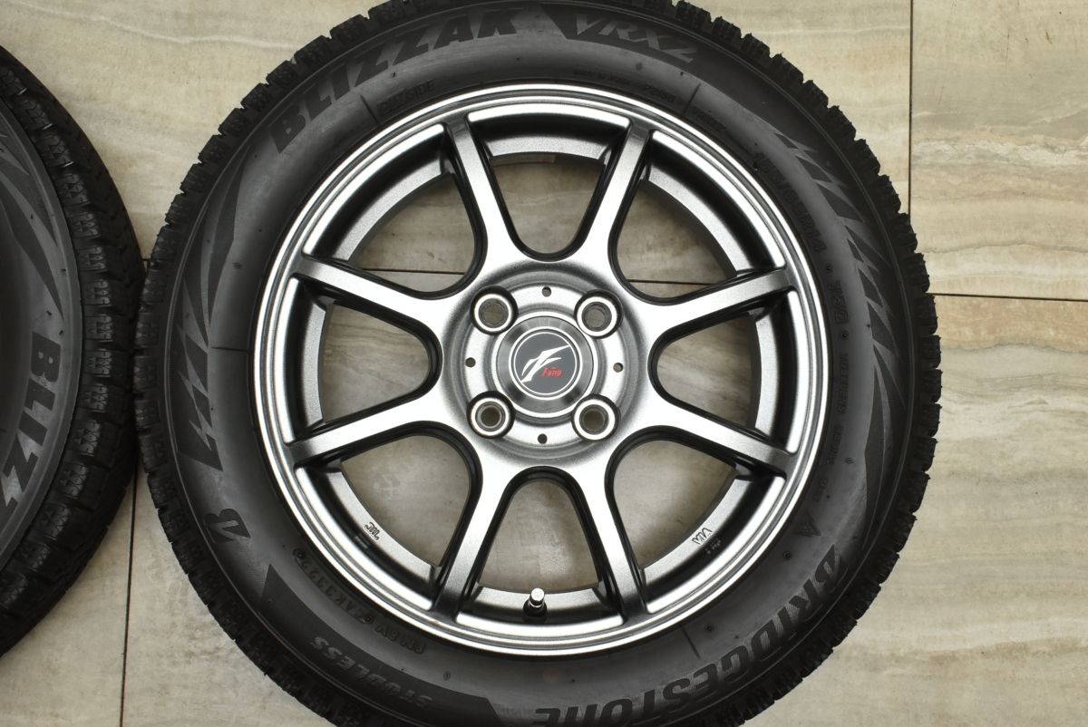 【バリ溝 美品】ファング 14in 4.5J +45 PCD100 ブリヂストン ブリザック VRX2 155/65R14 N-BOX デイズ サクラ タント ムーヴ ワゴンR