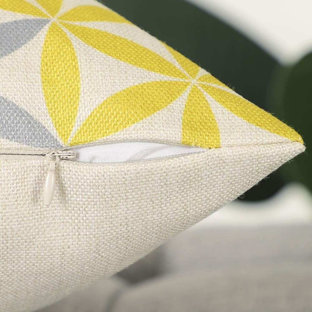 新着商品 OTOSTAR クッションカバー 50x50cm 北欧 リネンっぽい 4枚セット おしゃれ 柄 綿とリネン 亜麻 ソファー用クッションカバー ソファ背当て 装飾枕カバー 座布団カバー 黄色 50×50