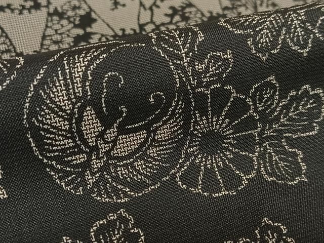 平和屋着物○本場大島紬 染大島 百柄 黒地 正絹 逸品 AAAU8377zg  