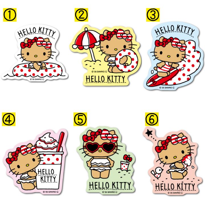 4枚セット】日焼けハローキティ ダイカットミニステッカー ギャル