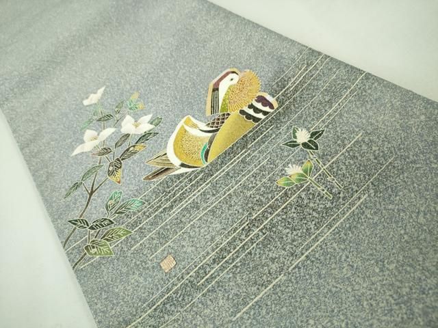 平和屋本店□極上 人間国宝・羽田登喜男 綴れ 太鼓柄袋帯 瑞鳥 金銀彩