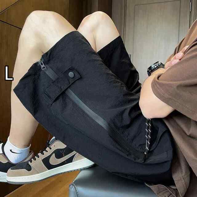 [L]メンズ ファッション 服  オシャレ シンプル 大人 かっこいい 大きいサイズ ストリート 紳士服 夏 ストリート クール カジュアル パンツ ゆったり サイド ジッパー 五分丈 
