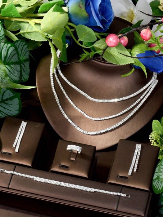 ジュエリー レディース セット 1セット ロマンチックジュエリーセット キュービックジルコニア マルチレイヤーチェーン ジオメトリックデコレーション 女性の日常アクセサリーに適しています