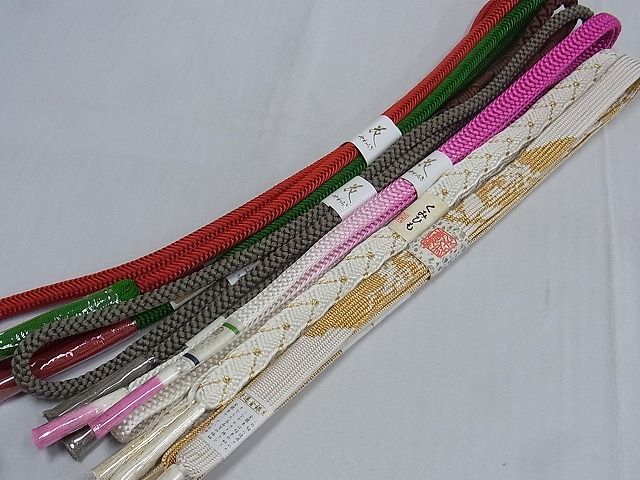 平和屋-こころ店■和装小物 上質な帯締め10本セット 高麗組 唐組 笹波組 京組紐 みさわ 特選金銀糸 三分金 逸品 未使用 3kk1752