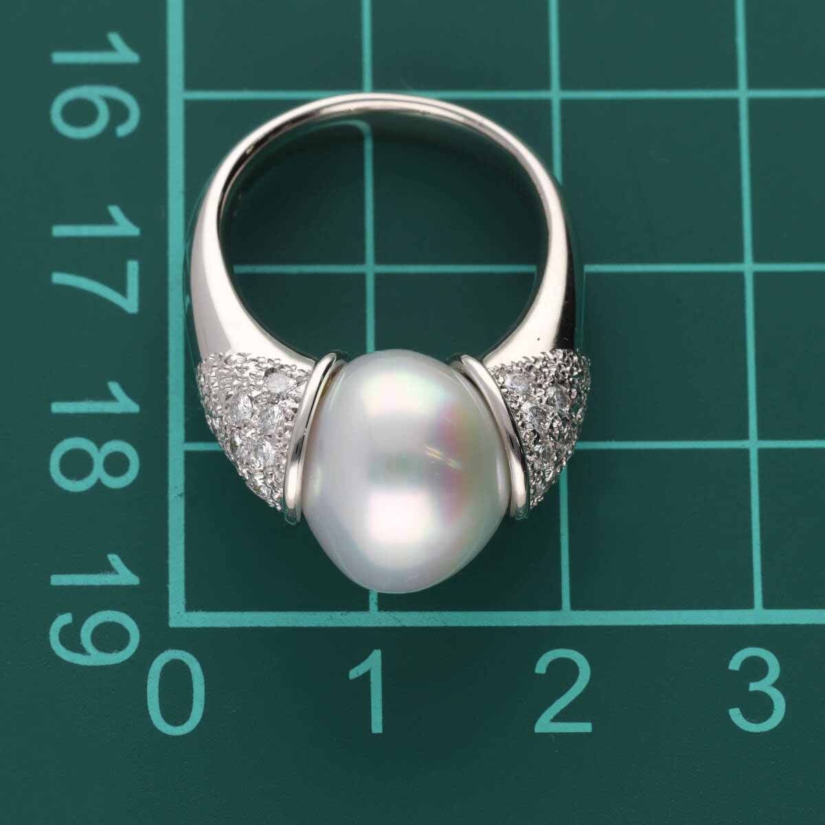 南洋パール リング ブラック 指輪 10号 ＃10 Pt900 パール ダイヤ 