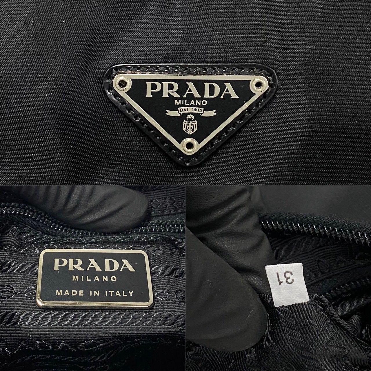 ほぼ 未使用 保存袋付 PRADA プラダ 三角ロゴ 金具 レザー
