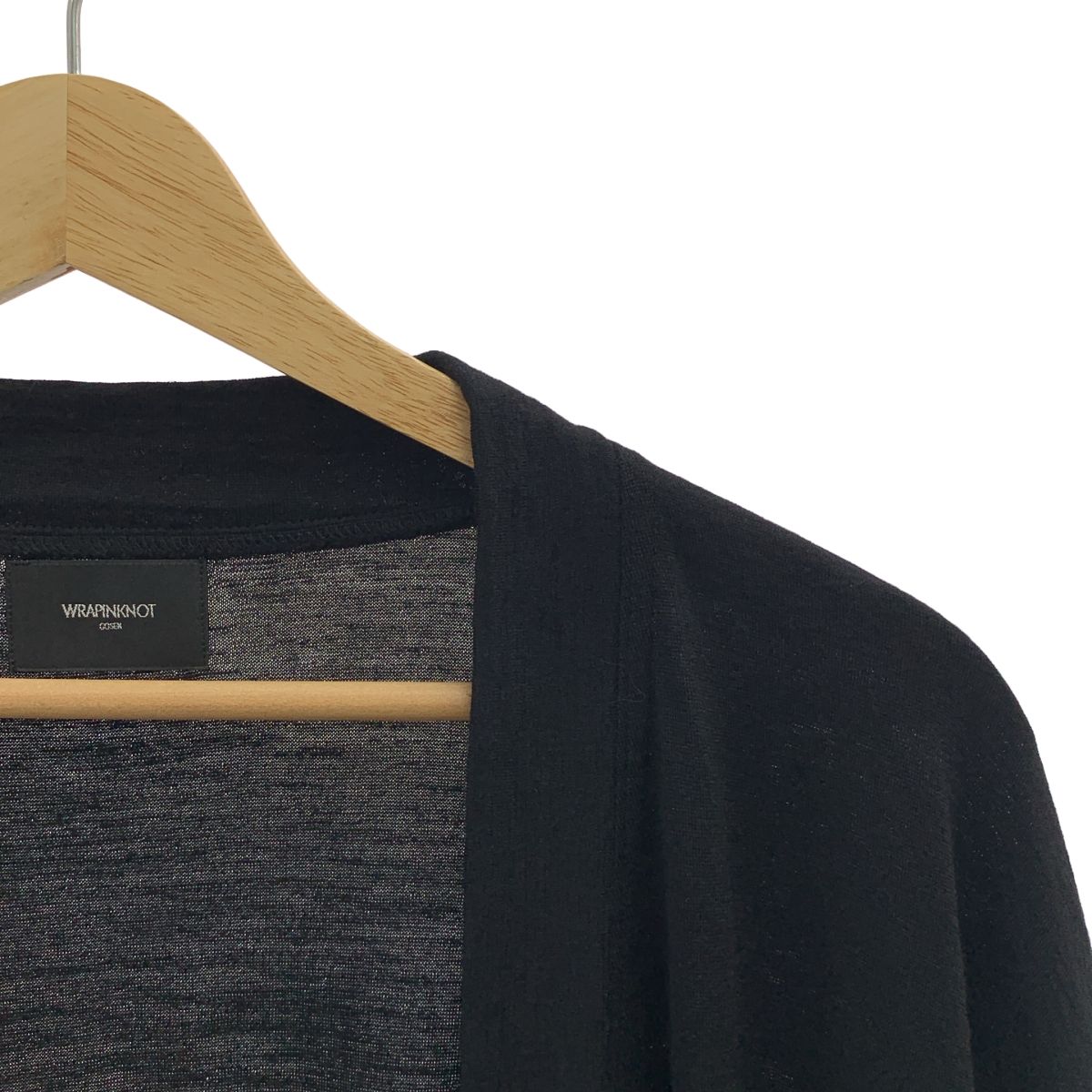WRAPINKNOT ラッピンノット BUTTON-LESS CARDIGAN ウール ボタンレス カーディガン 3 ブラック メンズ