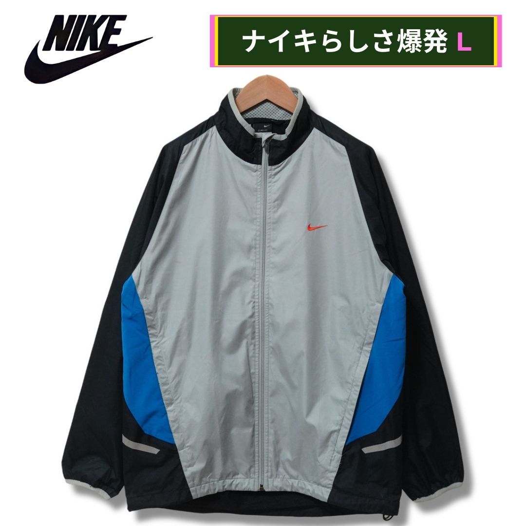 ナイキ ナイロンジャケット L 00s NIKE ロゴ 刺繍 ストリート