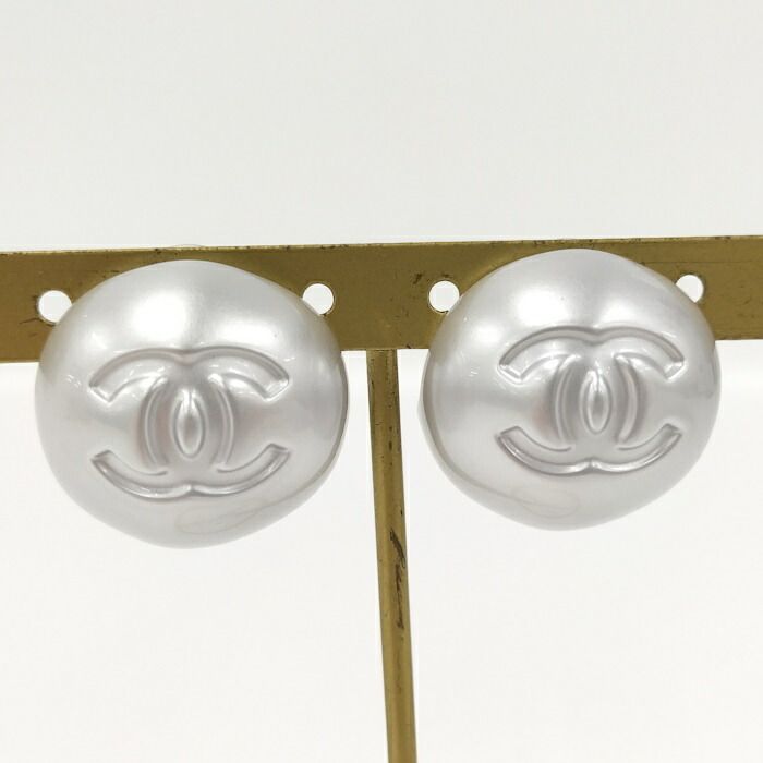 CHANEL ピアス ココマーク メッキ シルバー B25C