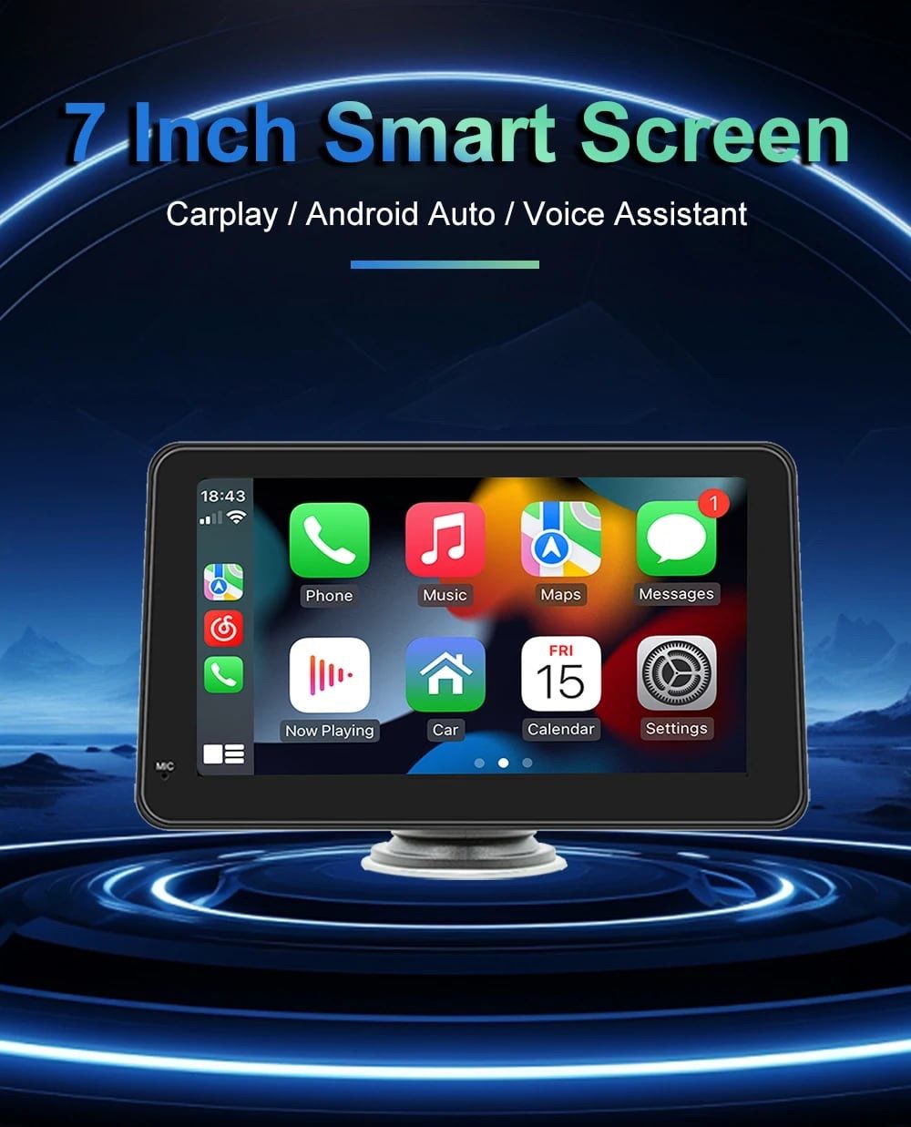 4k ミラーマルチメディアタッチスクリーン ポータブルタッチスクリーン 7 インチ IPS CarPlay Android