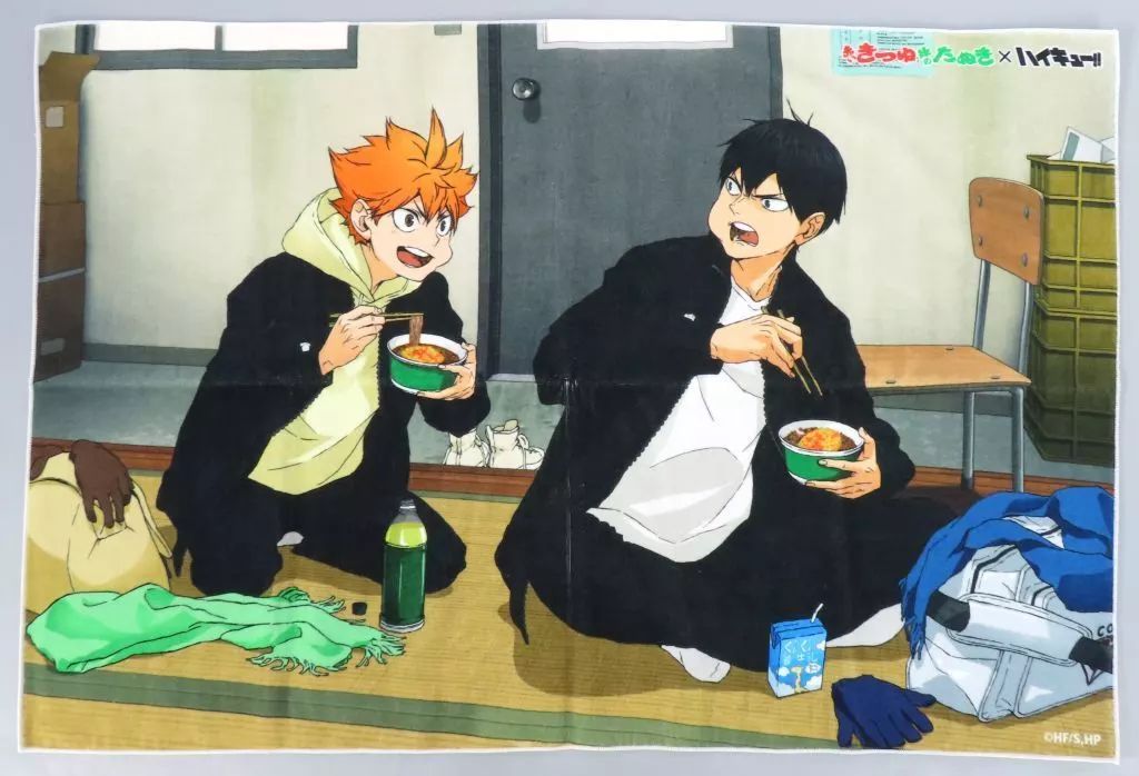 タオル 手ぬぐい 日向翔陽&影山飛雄 オリジナルスポーツタオル 赤いきつね緑のたぬき×ハイキュー!!コラボキャンペーン 烏野高校2ポイントコース