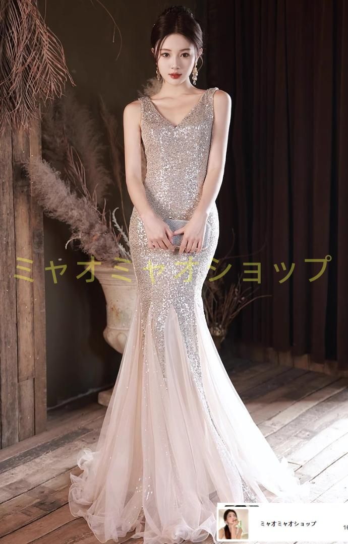 イブニングドレス Vネック ロング タイト パーティー|結婚式|二次会 感 上品見え 裏地あり パーティー|結婚式|二次会|披露宴|ナイトクラブ|ラウンジ S～XL 光沢感 ドレスコード対応 裏地 サイズ展開S～XL
