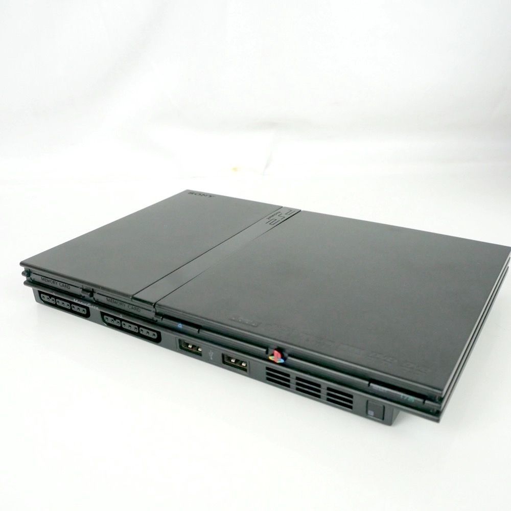 PS2 薄型 SCPH-70000 ブラック 純正スタンド SCPH-70110付 箱 取説 リモコン一式 動作 済み UP786_INFO