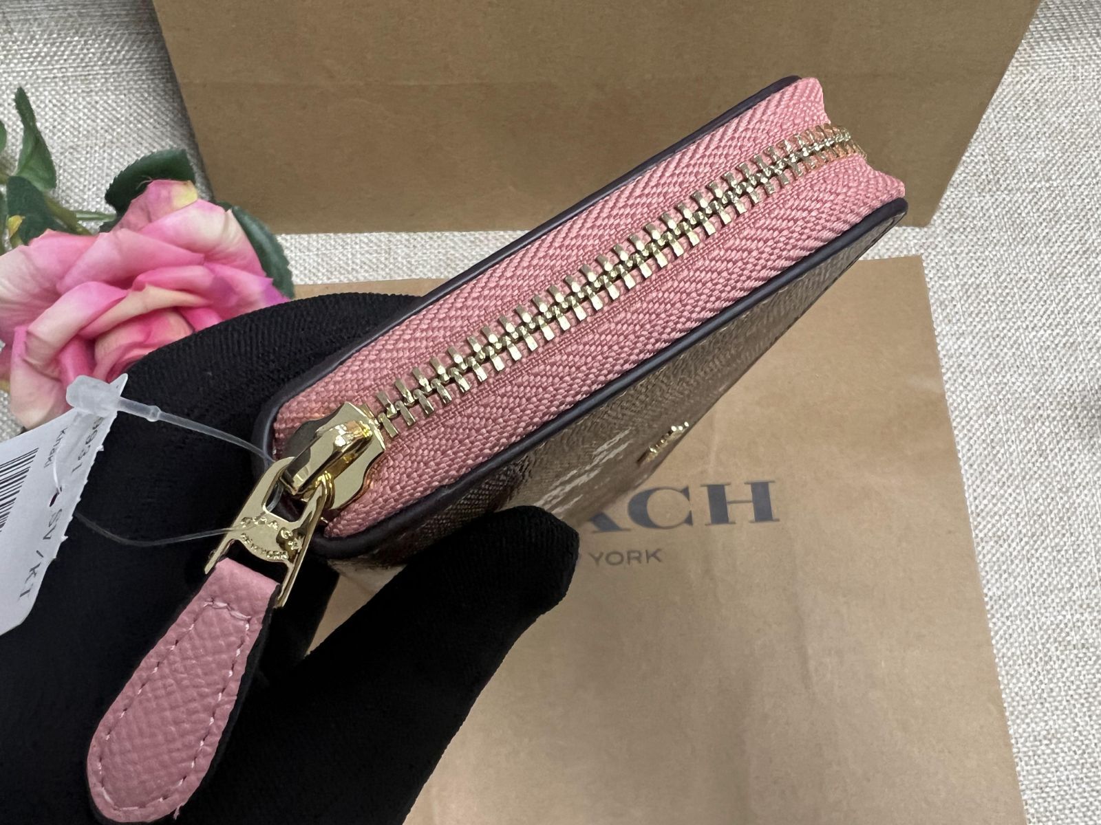 コーチ COACH 長財布 財布 ラウンドファスナー レディース財布 カーキ