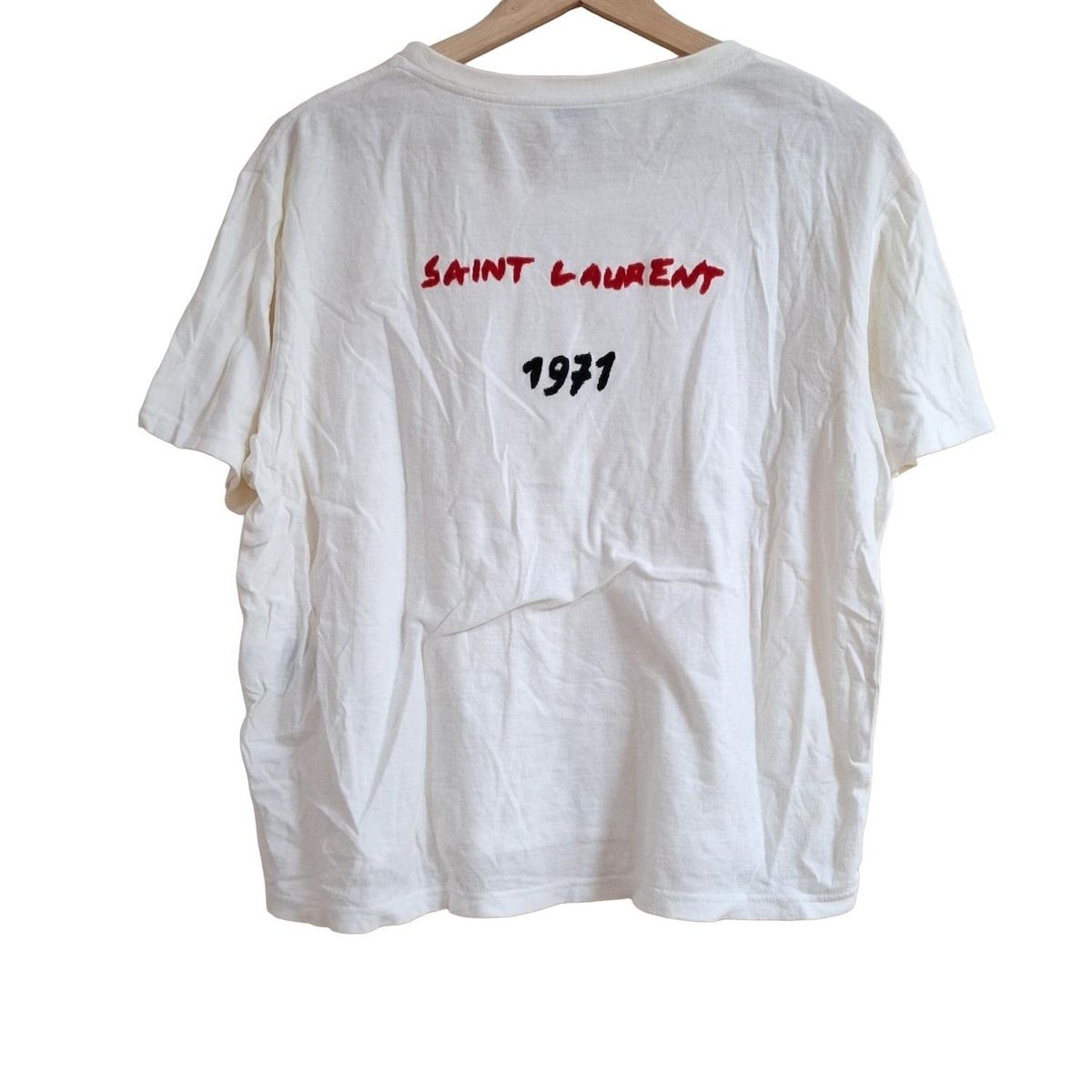 SAINT LAURENT PARIS サンローランパリ 半袖Tシャツ サイズS レディース - 497245 アイボリー バックロゴ