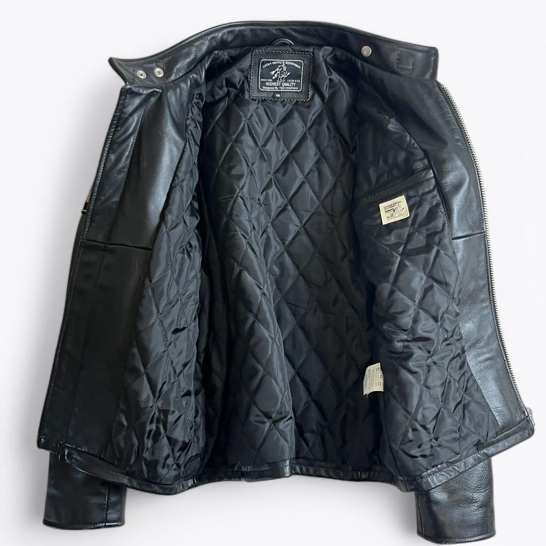 200着限定】TED MAN レザー ライダースジャケット ブラック