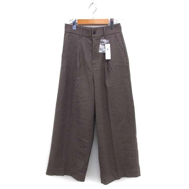 日本製フロントタックストレートパンツ チャコールグレー スコットクラブ グローバルワーク GLOBAL WORK タグ付き ワイド パンツ 千鳥柄