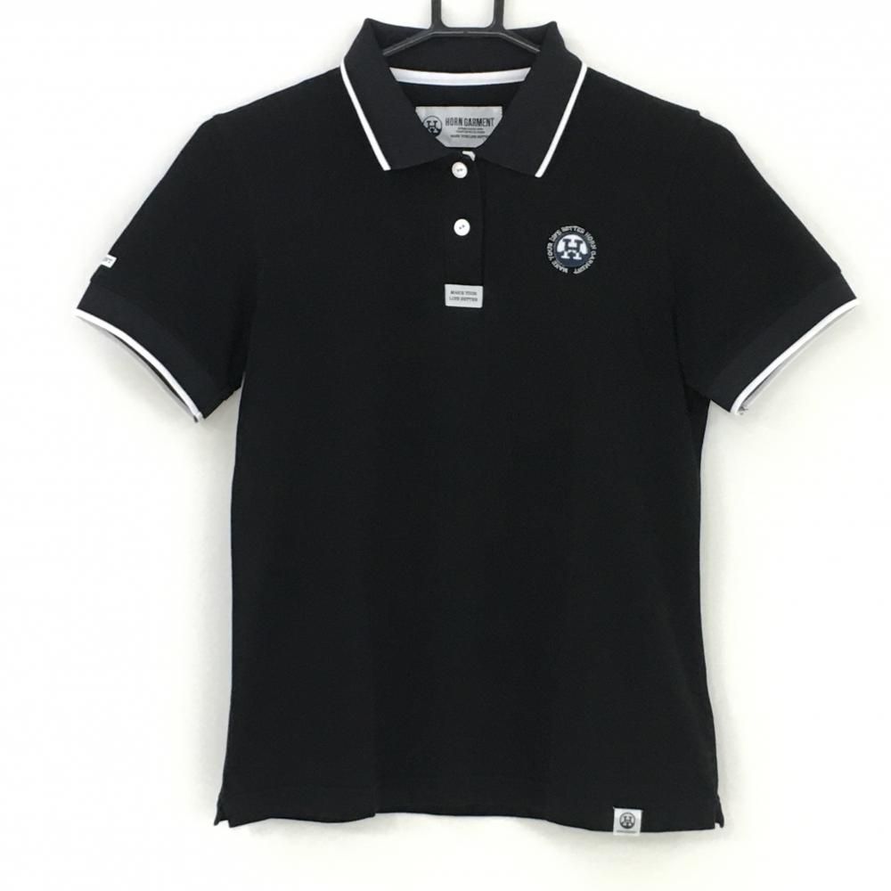 新品】ホーンガーメントレディースゴルフウェアポロシャツ黒Mサイズ