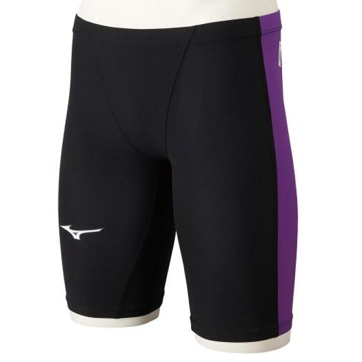 WJ21 MIZUNO ミズノ 競泳用MX SONIC α II ハーフスパッツ メンズ XSサイズ ブラック×バイオレット N2MB201197 水着 スポーツ 水泳 ウェア