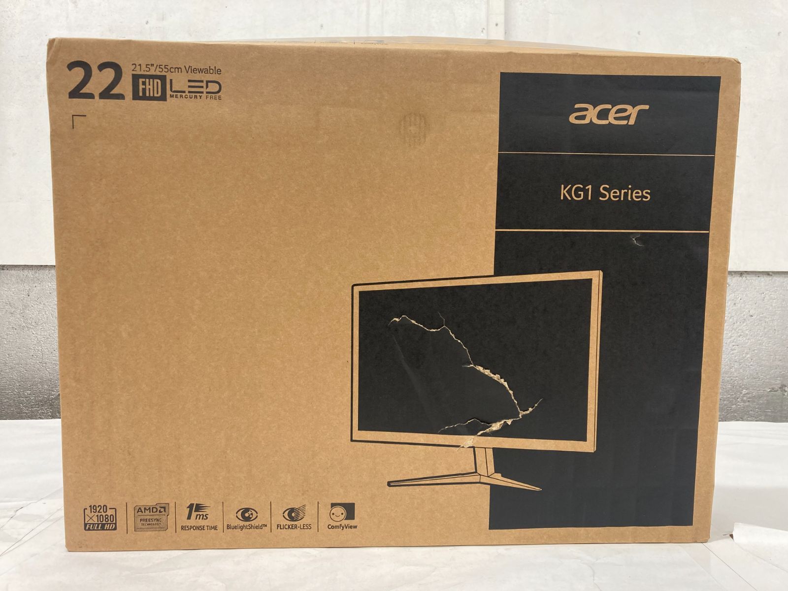 【未使用】Acer ゲーミングモニター SigmaLine KG221QAbmix 21.5インチ TN 非光沢 フルHD 1ms(GTG) 75Hz FreeSync HDMI スピーカー内蔵 VESAマウント対応 チルト フリッカーレス ブルーライト軽減