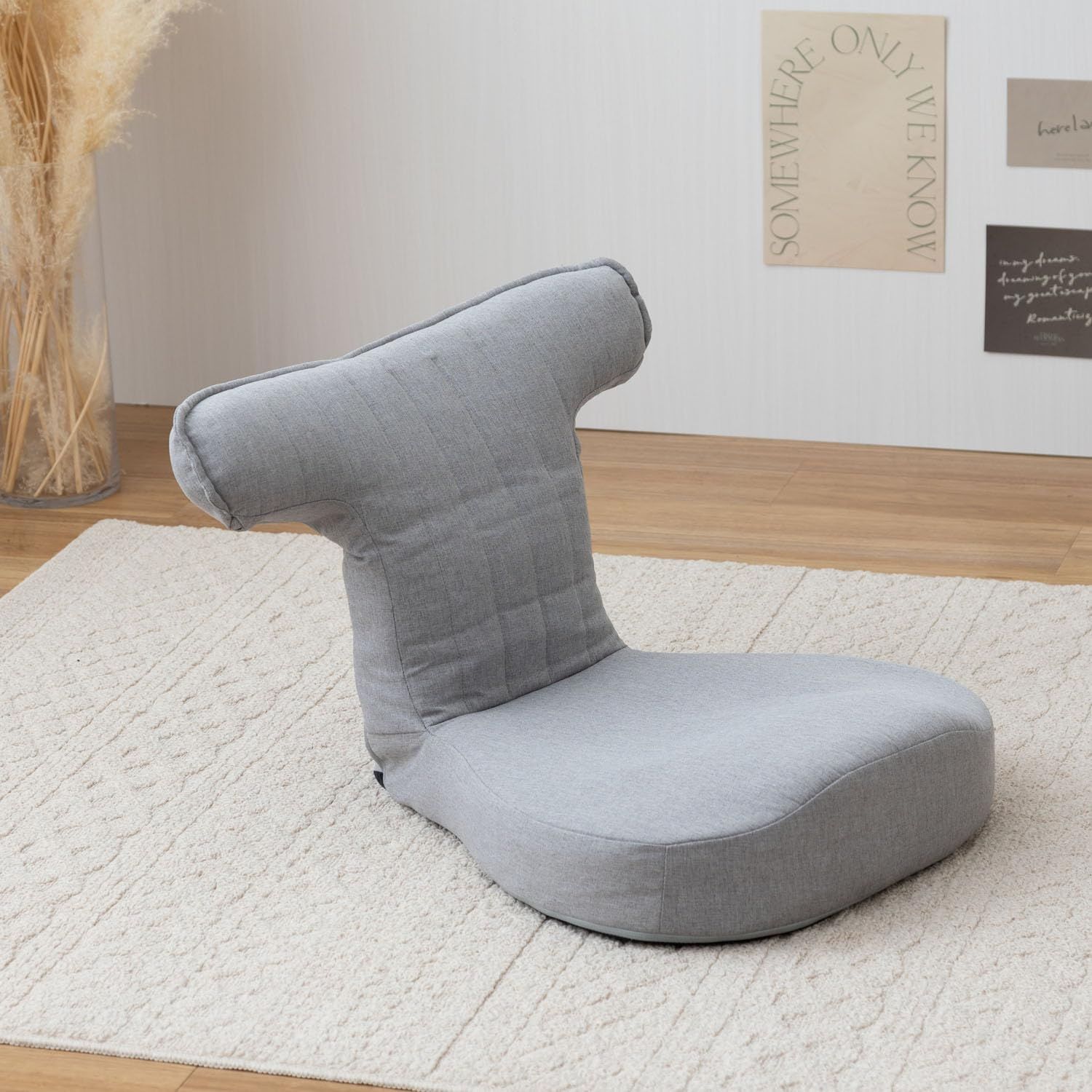 リラックス 肘掛け 肘付き 抱っこ 折りたたみ 2WAY 姿勢 リクライニング 腰痛 コンパクト ゲーミング 座椅子 背もたれ 腰 肘のせ クッション グレー ドウシシャ HNZ-GY