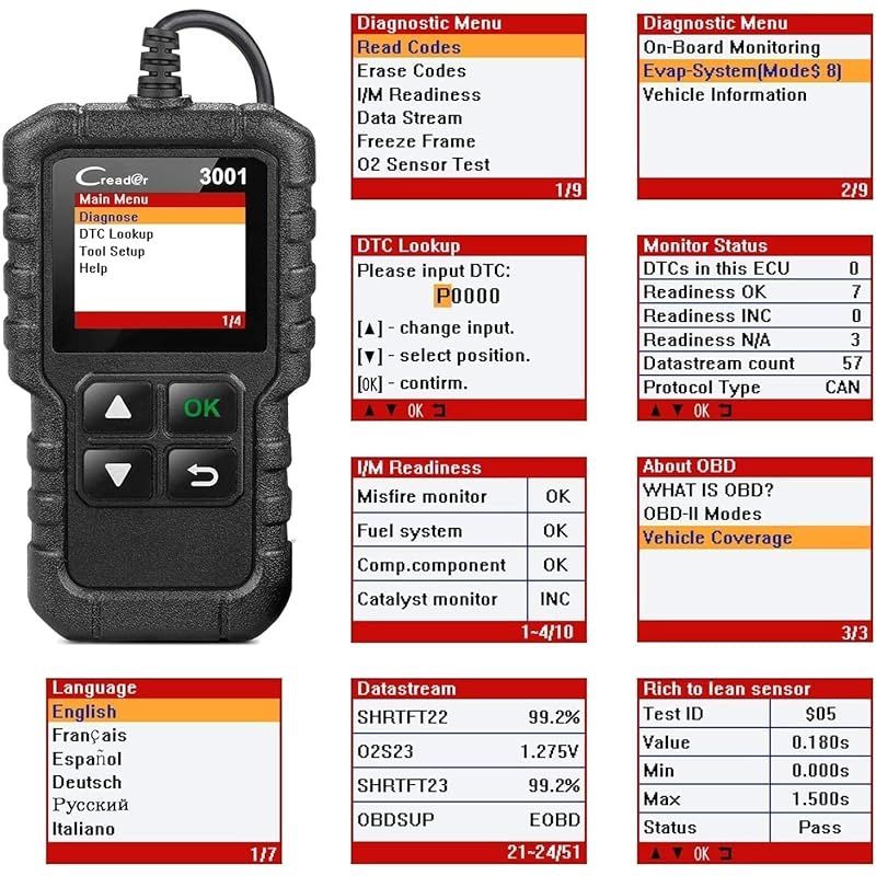 LAUNCH CR3001 obd2診断機 日本語 自動車故障診断機 ベンツ診断