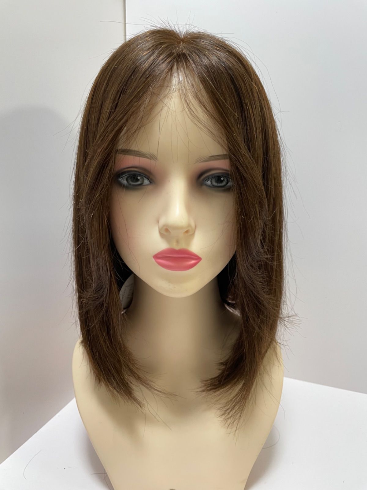 フルウィッグ人毛 人毛ウィッグ医療ウィッグボブショートストレート右分け目左分け目センター分け目広い頭皮