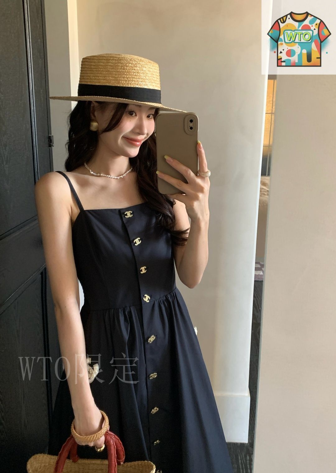 CHANEL ロング・マキシ丈スカート 黒x白x赤(総柄) 4100125M0005 marai ロングスカート レディース 春 夏 黒 スカート ロング ZIP