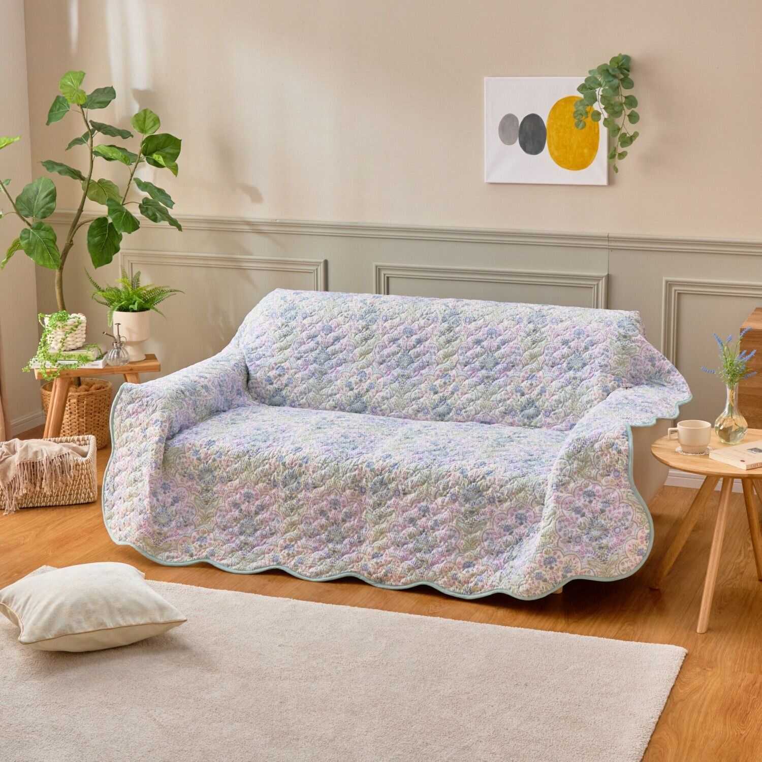 新品未使用】 大津毛織 やわらかリップル リバーシブルマルチカバー ラベンダー 正方形 ＜190×190cm＞【参考価格￥14,190-】 大津毛織  やわらかリップル リバーシブルマルチカバー ＜スペース＞- ショップチャンネル