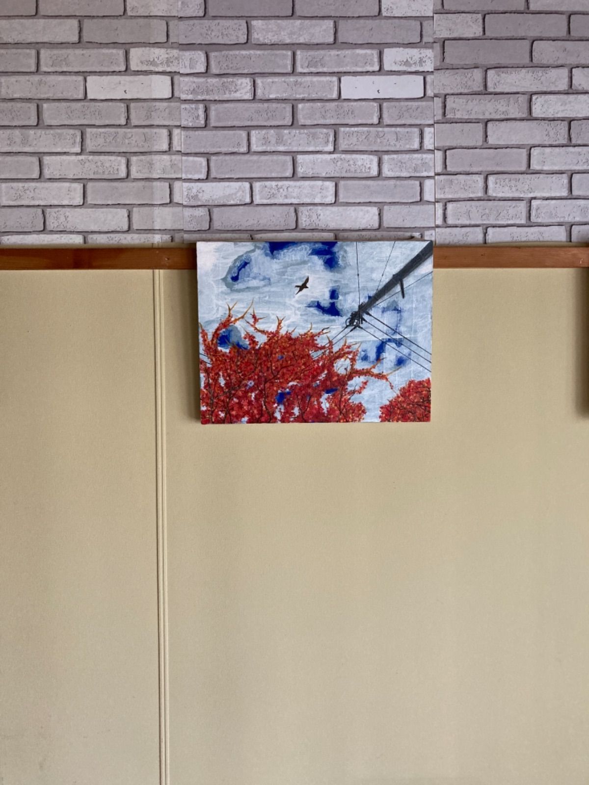 秋の風景 油彩画 大きめのフレーム 秋の風景 油彩画 大きめのフレーム 秋の風景 油彩画 金色のフレーム