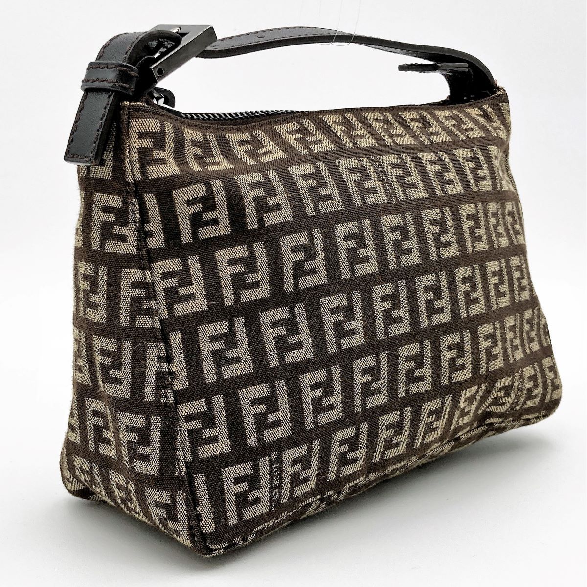 美品 FENDI フェンディ ズッキーノ ポーチ ハンドバッグ ミニバッグ 