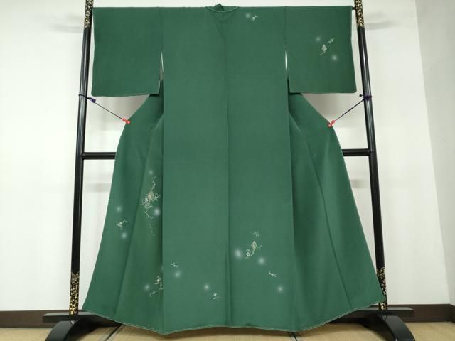 平和屋着物▽訪問着 単衣 立波飛鶴文 金彩 洗える着物 AABA7912jh