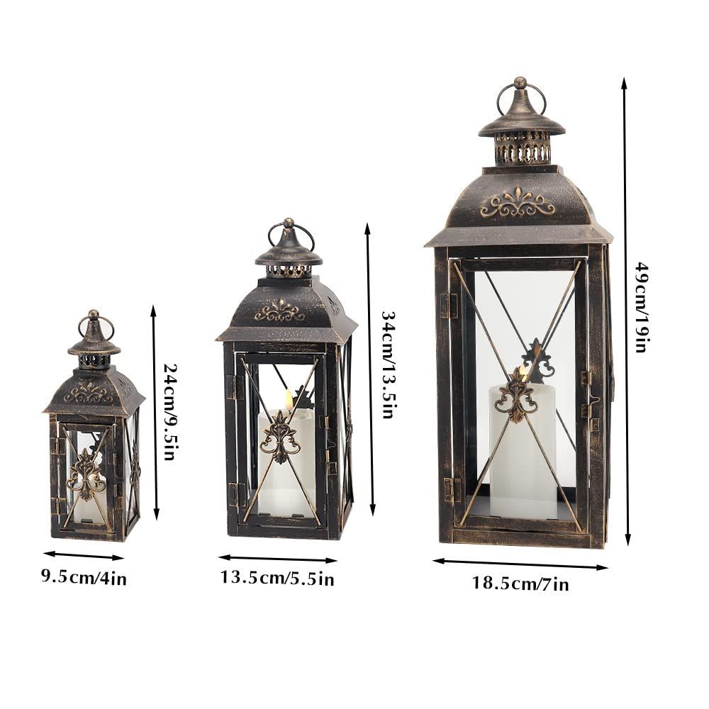 メタル キャンドルホルダー おしゃれ 間接照明 高さ24 34 49cm レトロ インテリア キャンドルランタン お部屋 オフィス クリスマス 3個セット プレゼント 室内 TRIROCKS 室外 インテリ ブラック