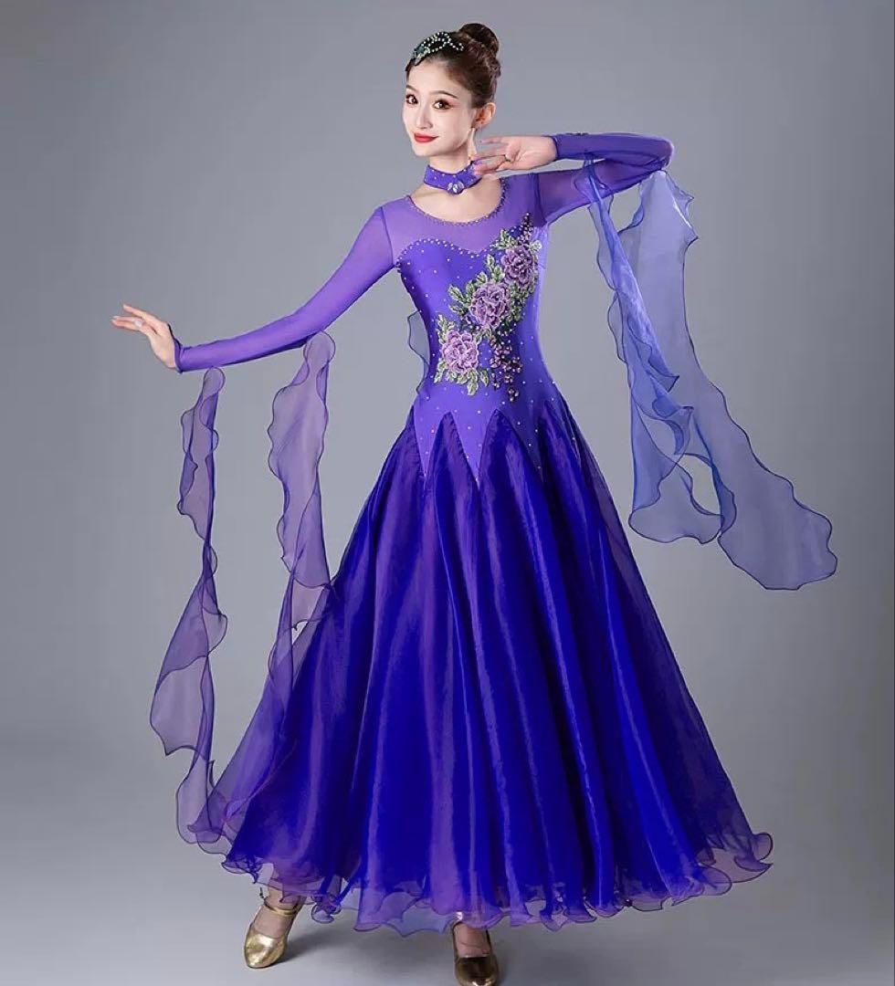 華やかスタンダードドレス✨発表会・競技会・デモにオススメのエレガントデザイン Garuda SHOP レディース社交ダンス衣装 競技ドレス モダンドレス