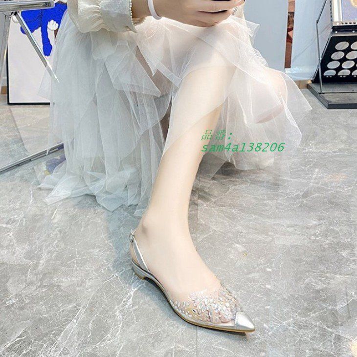 フラットサンダル パンプス クリアシースルー ポインテッドトゥ キラキラ キレイめ 宅込 送料無料 am4a138206 KIN-KAAI_COM