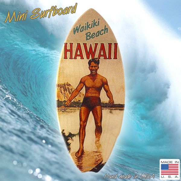 ハワイアンオブジェ　 サーフィン　surfing オブジェ　置物　ショートボード ミニ サーフボード オブジェ 「Waikiki Beach HAWAII」 #5 ワイキキ