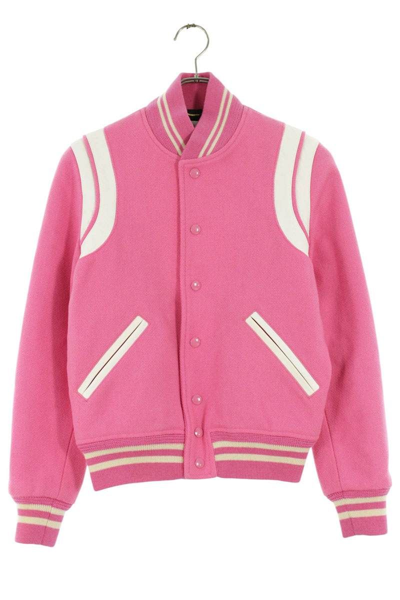 SAINT LAURENT - サンローランパリ  17SS  テディ /376283 Y180W レザートリムスタジャンブルゾン レディース F38 サンローランパリ 17SS テディ /376283 Y180W レザートリム