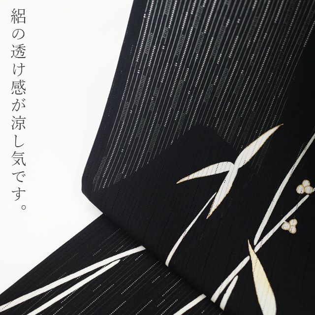 D486 夏着物　訪問着　黒地　絽　正絹　美品 fit=scale-down,w=1200