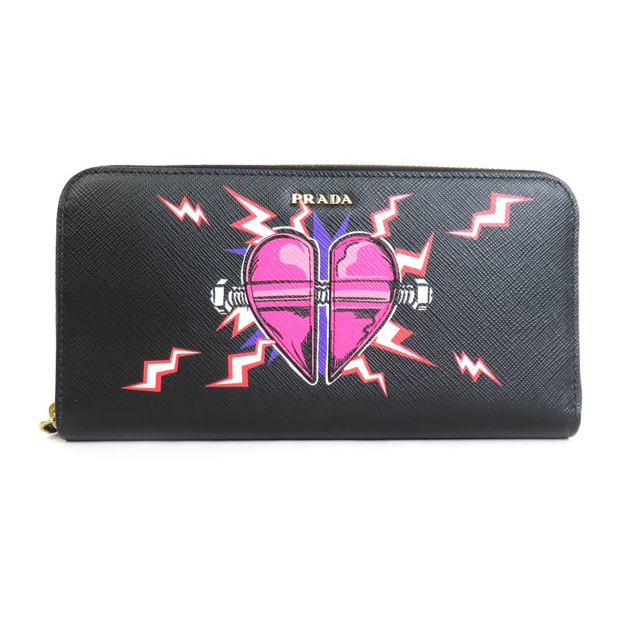 PRADA プラダ PRADA ラウンドファスナー長財布 ユニバーサルコラボ レザー ブラック