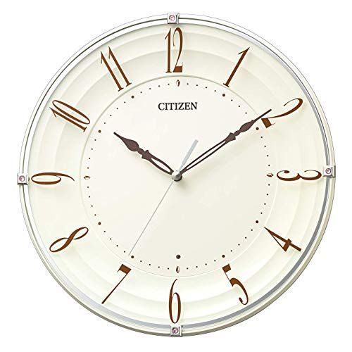 ブラウン リズム RHYTHM シチズン 掛け時計 電波時計 連続秒針 インテリア ベージュ Φ28x4.8cm CITIZEN 8MY556-006