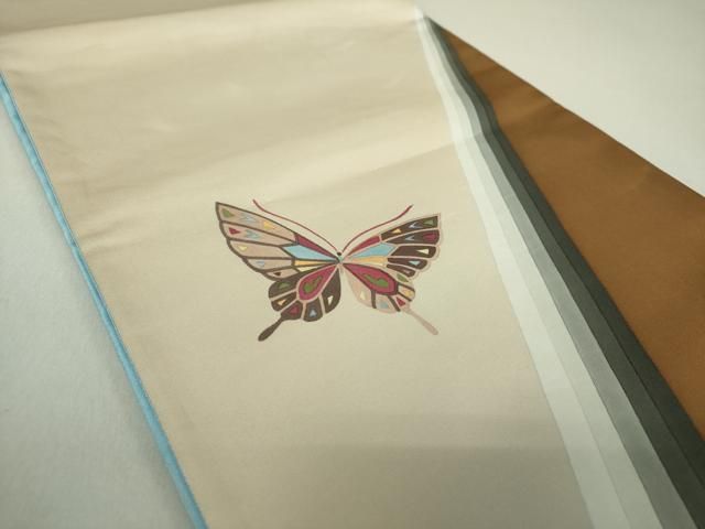 一重太鼓袋帯　斉藤三才 平和屋着物○染色作家 斉藤三才 太鼓柄袋帯 舞蝶文 金糸 正絹