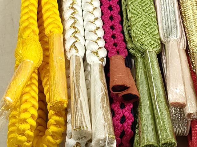 平和屋着物●和装小物　帯締め・帯揚げセット　枝花文　高麗組　手づくり　金糸　逸品　未使用　DAAU7967zzz 平和屋着物○和装小物 帯締め・帯揚げセット 枝花文 高麗組 手づくり 金糸