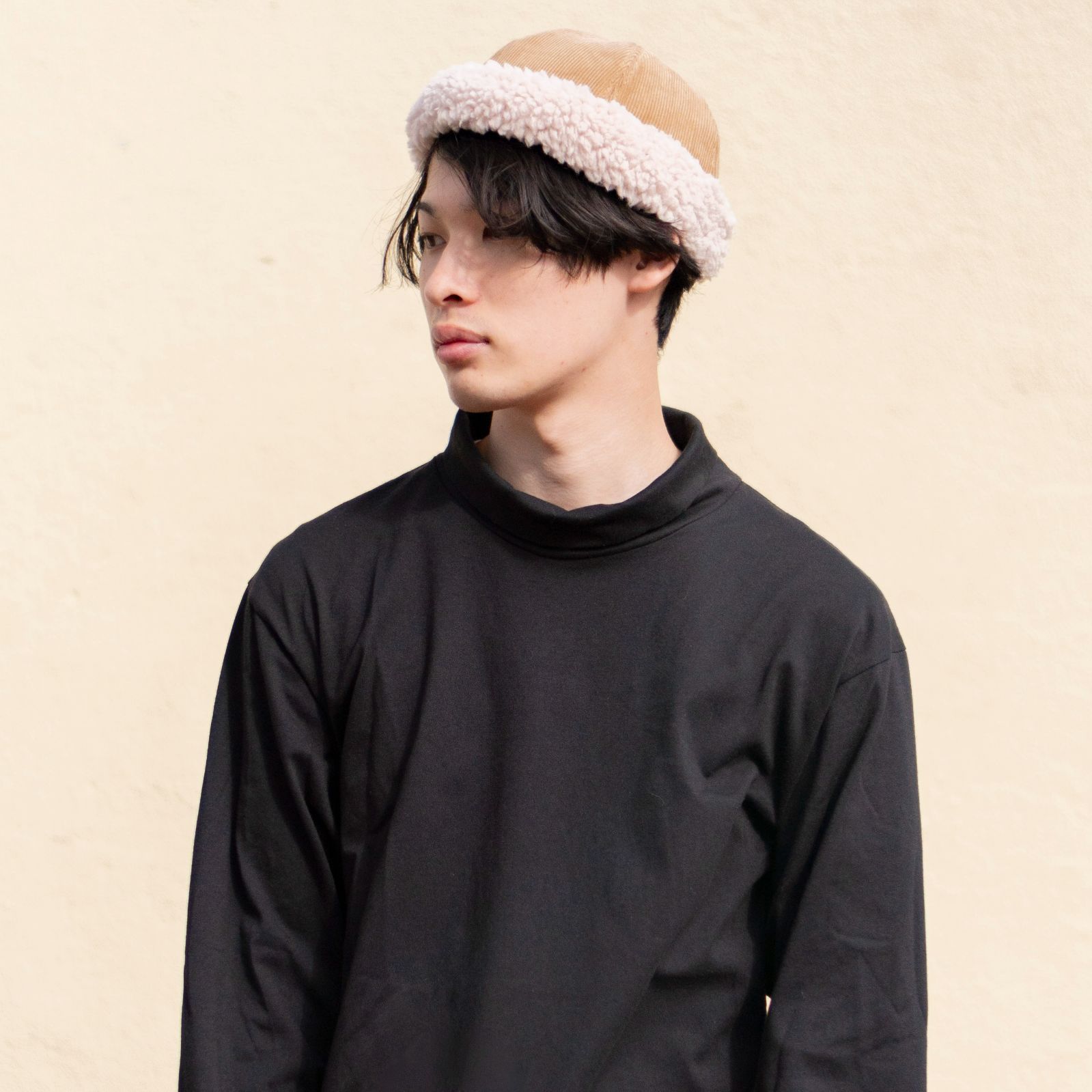 コーデュロイボア フィッシャーマンキャップ ロールキャップ 帽子