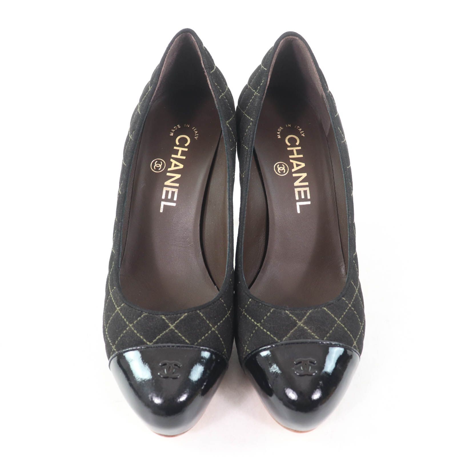 極美品】シャネルココマークパンプスマトラッセ黒キルティングハイヒール